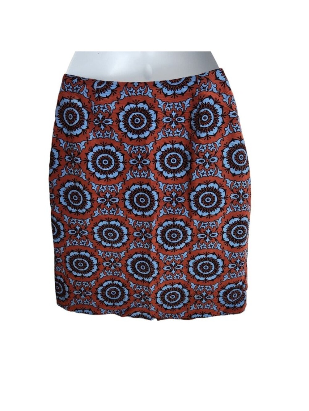 Versus By Versace Vintage Print Mini Skirt Rust & Blue Made In Italy Small